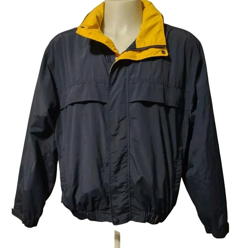 Eddie Bauer Jacket Size M Mens Vintage Gorpcore Navy Blue Yellow Windbreaker Y2K